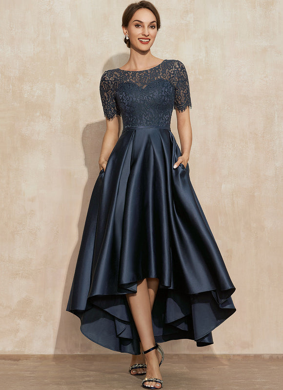 Robe De Soirée Soie Et Dentelle - gallery 1