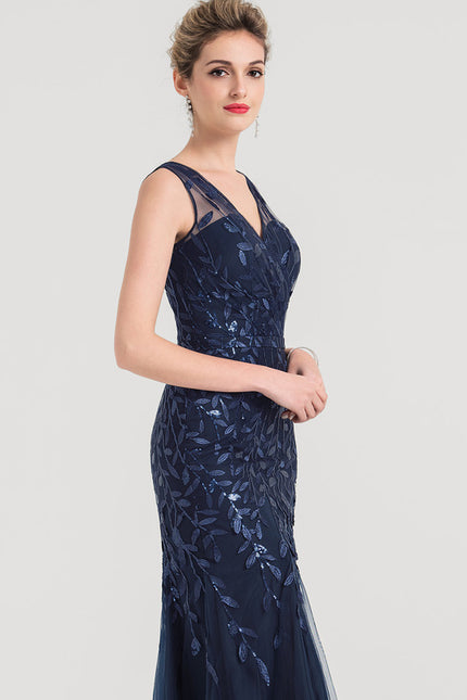 Robe Dentelle Marine Pailletée - gallery 3
