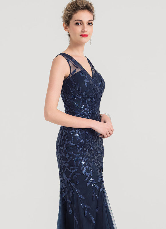 Robe Dentelle Marine Pailletée - gallery 3