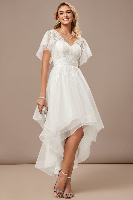 Robe Blanche Voile Et Dentelle - gallery 1