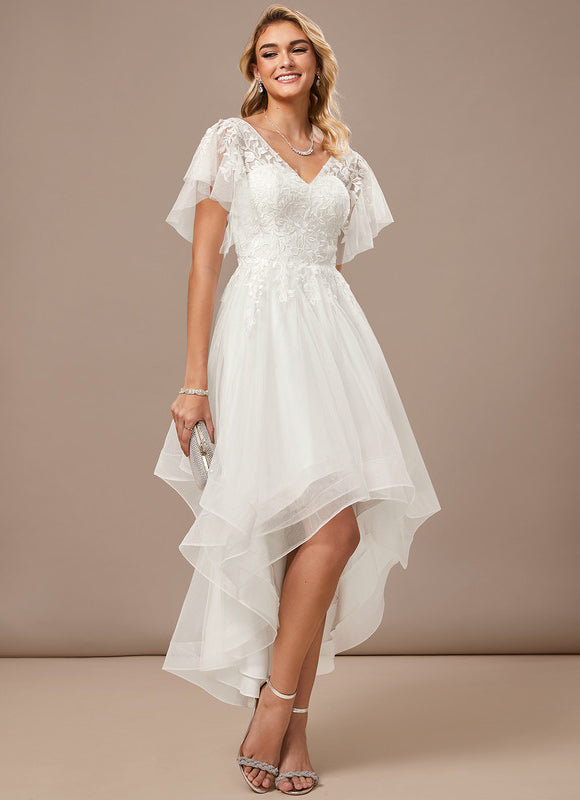 Robe Blanche Voile Et Dentelle - gallery 1