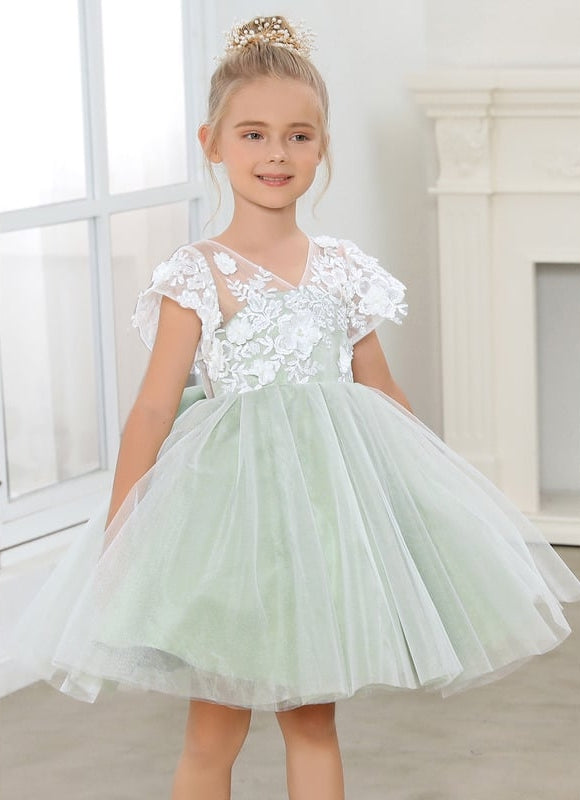 Robe Dentelle Tulle Vert Pâle