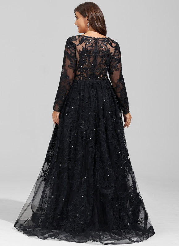 Robe Dentelle De Soirée Scintillante - gallery 7