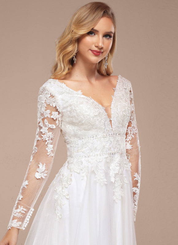 Robe Dentelle Éthérée Perlée - gallery 1