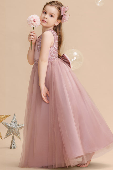 Robe Dentelle Fille Rose Élégante - gallery 2