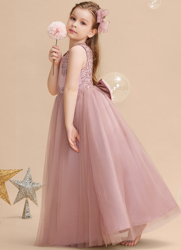 Robe Dentelle Fille Rose Élégante - gallery 2