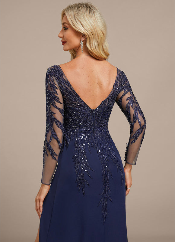 Robe Longue Fendue Dentelle - gallery 7