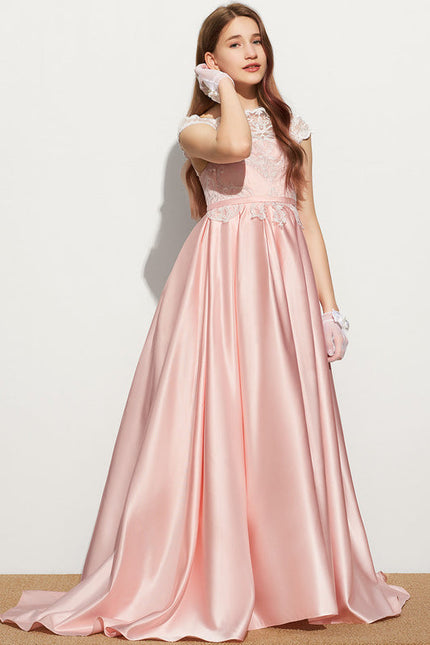 Robe Dentelle Satin Rose - gallery 3