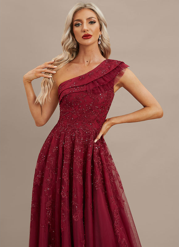 Robe Dentelle Bordeaux Scintillante - gallery 1