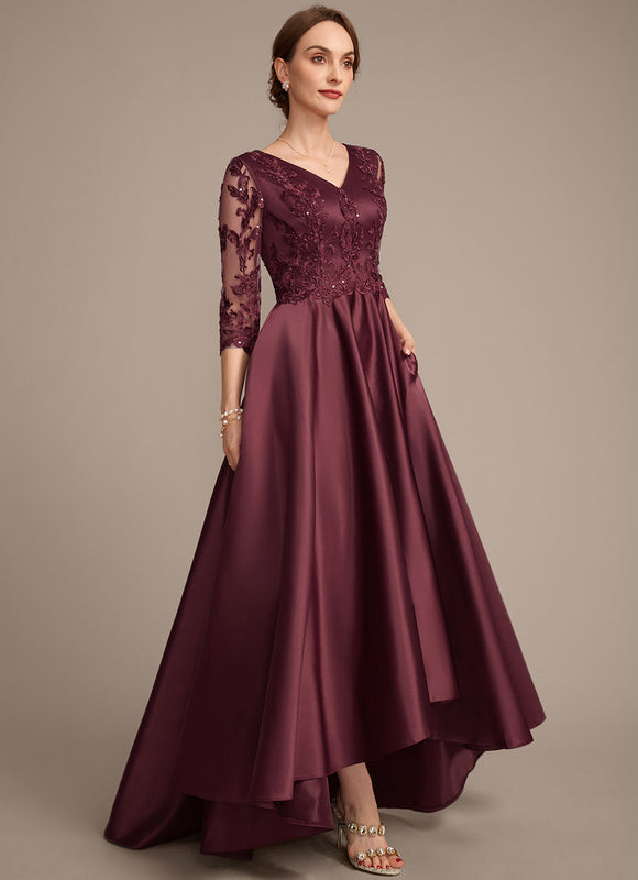 Robe Dentelle Soirée Bordeaux Asymétrique - gallery 5