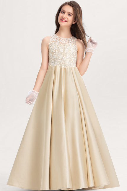 Robe Dentelle Satin Beige - gallery 2