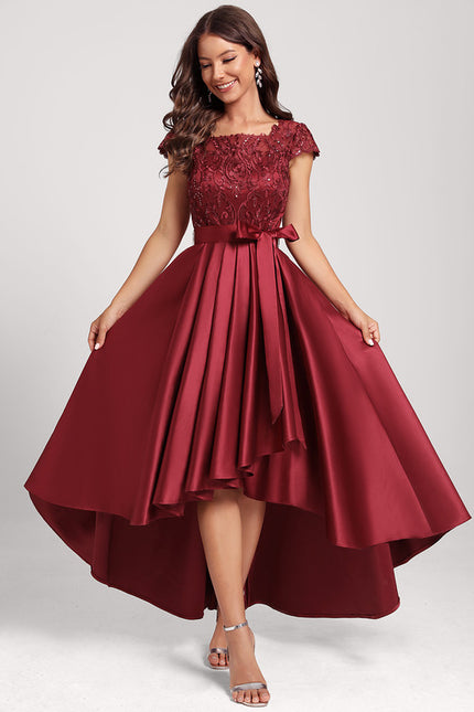 Robe Dentelle Chic Asymétrique Satin