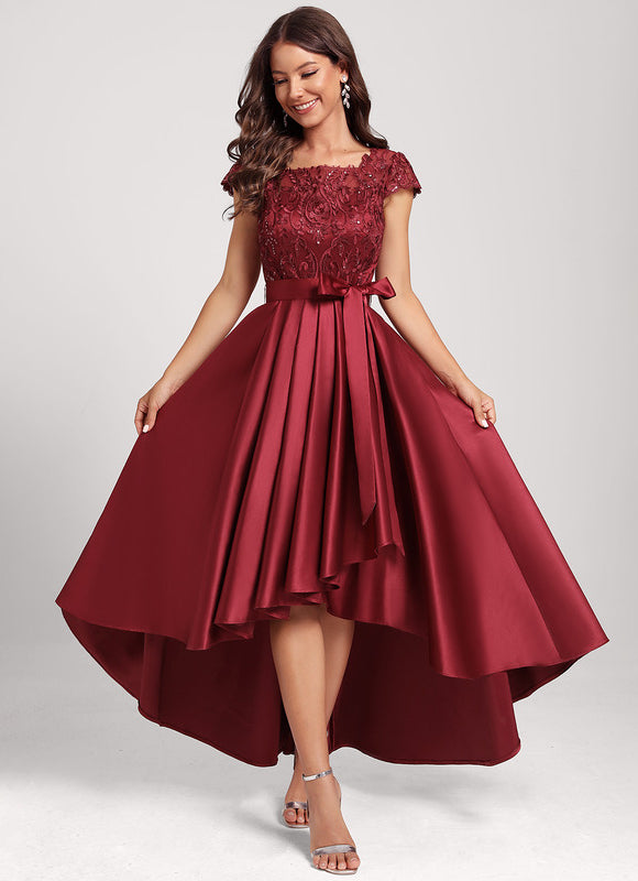 Robe Dentelle Chic Asymétrique Satin