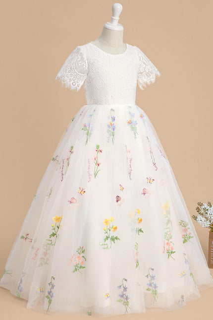 Robe Dentelle Tulle Marine Fleurie - gallery 3