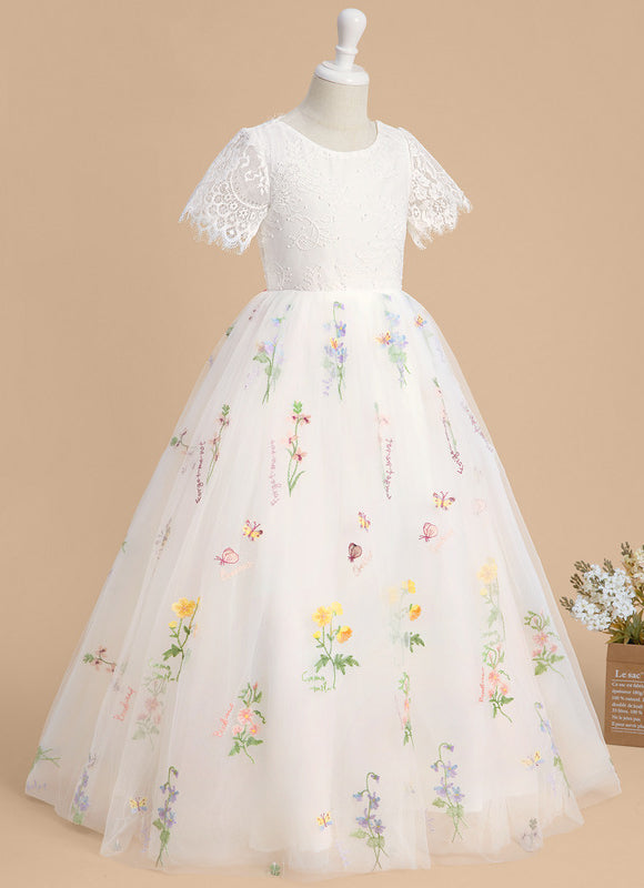 Robe Dentelle Tulle Marine Fleurie - gallery 3