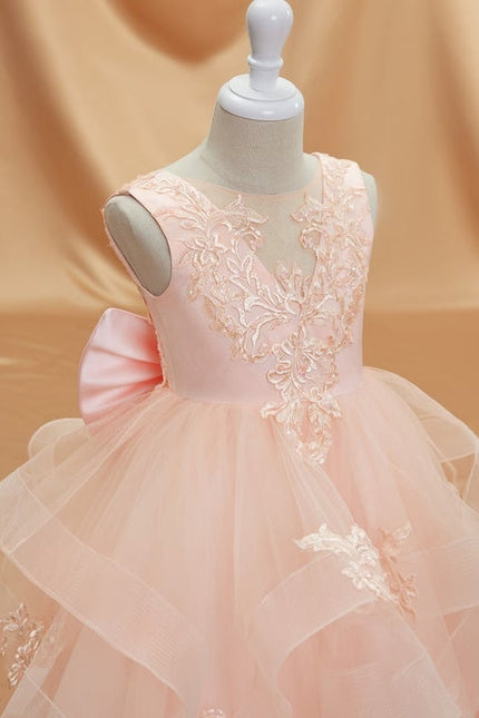 Robe Dentelle Tulle Saumon - gallery 2