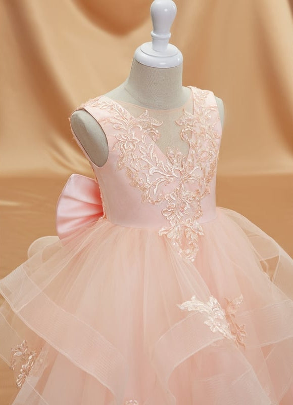 Robe Dentelle Tulle Saumon - gallery 2