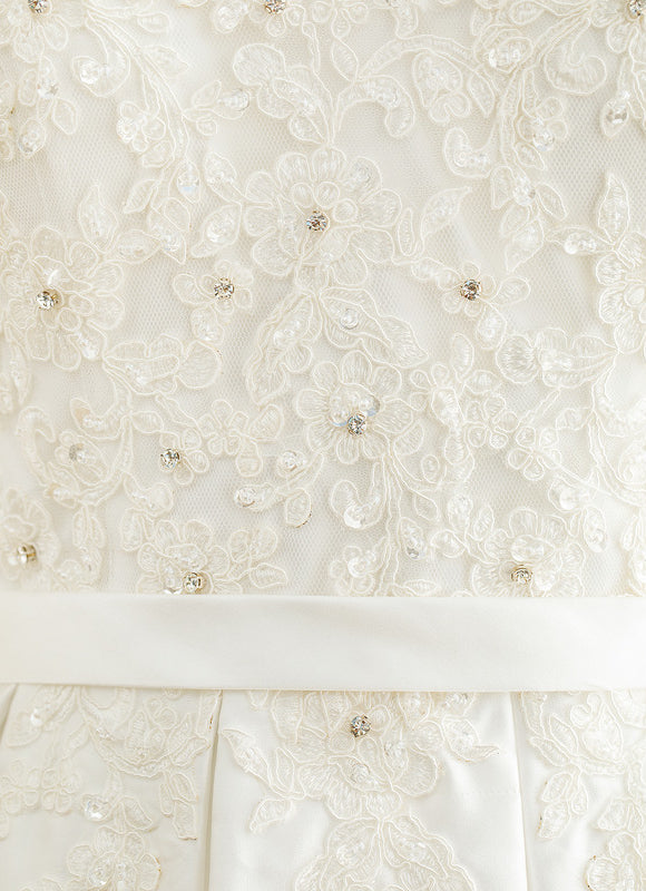 Robe Dentelle Nuptiale Asymétrique Satinée - gallery 2