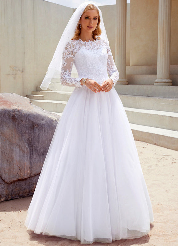 Robe Dentelle Classique Tulle Élégant - gallery 3