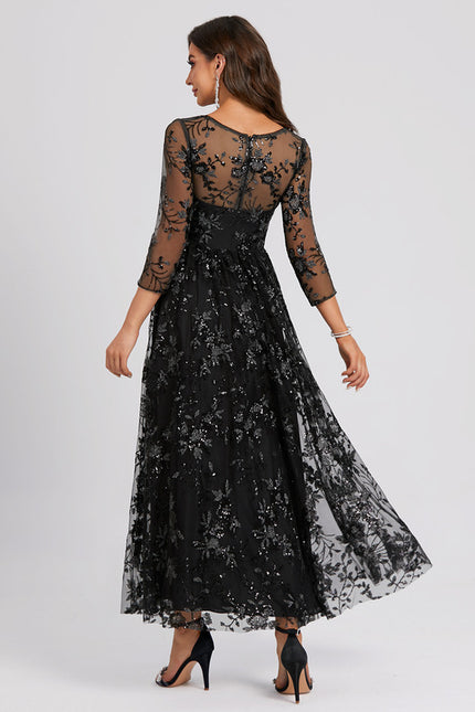 Robe Dentelle Étoilée Noire - gallery 4