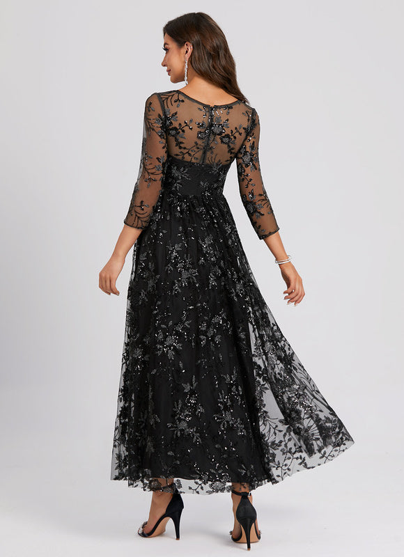 Robe Dentelle Étoilée Noire - gallery 4