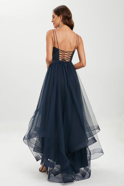 Robe Dentelle Asymétrique Scintillante - gallery 1