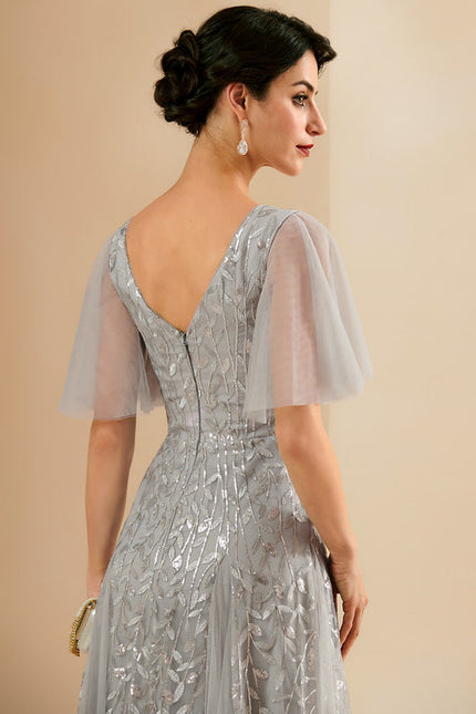 Robe Dentelle Vaporeuse Argentée - gallery 4