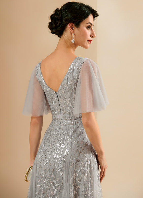 Robe Dentelle Vaporeuse Argentée - gallery 4