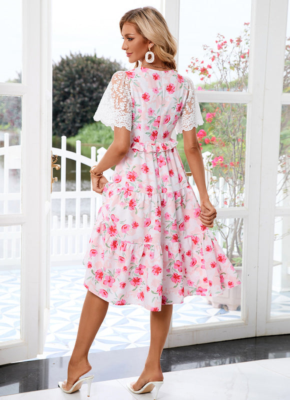 Robe Dentelle Fleurie Vaporeuse - gallery 3