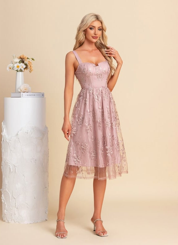 Robe Dentelle Rose Poudrée Mariage - gallery 4