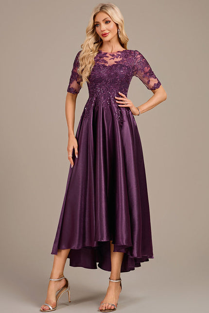 Robe Dentelle Satin Violet - gallery 2