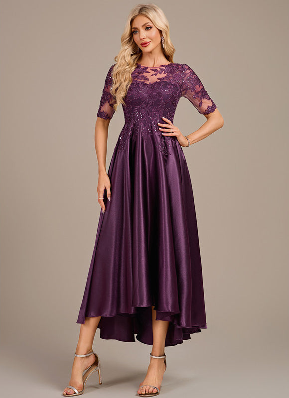 Robe Dentelle Satin Violet - gallery 2