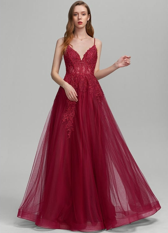 Robe Longue Rouge En Dentelle