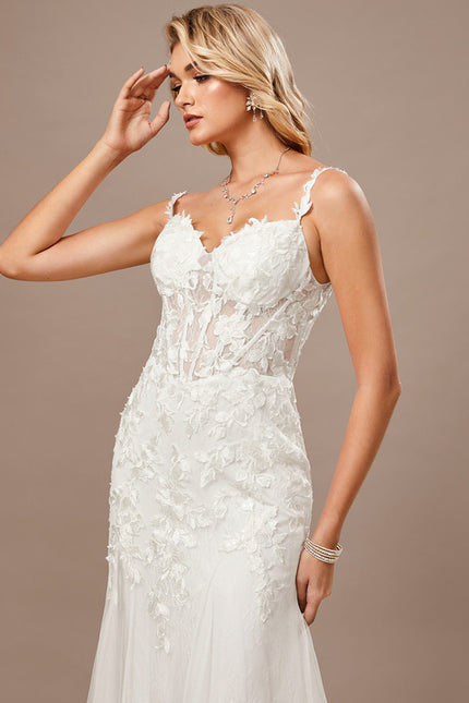 Robe Dentelle Sirène Tulle Floral - gallery 4