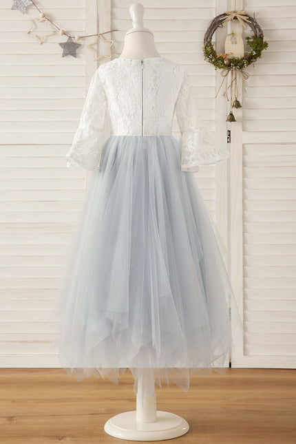 Robe Blanche Manche Longue Dentelle - gallery 1