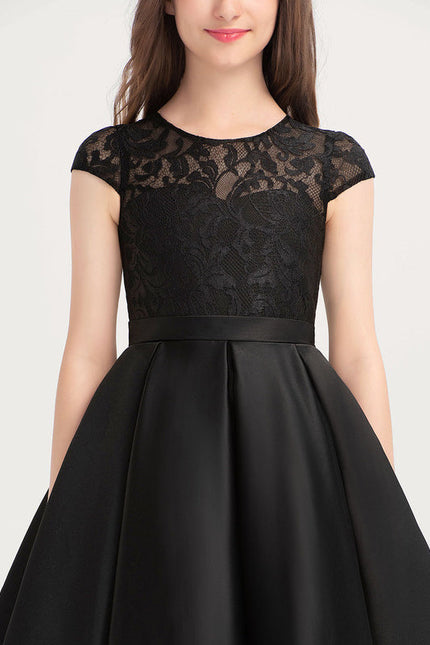 Robe Dentelle Satin Noir - gallery 5