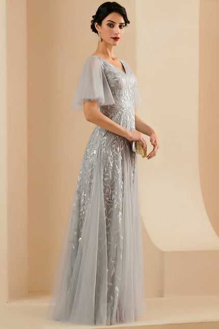 Robe Dentelle Vaporeuse Argentée - gallery 3