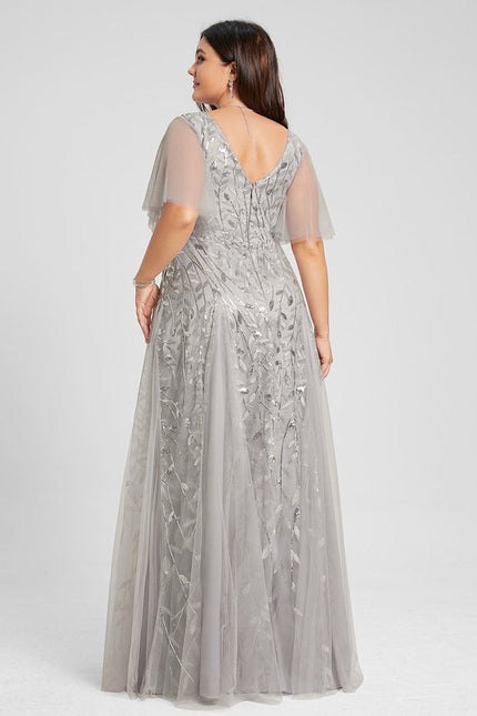 Robe Dentelle Vaporeuse Argentée - gallery 8