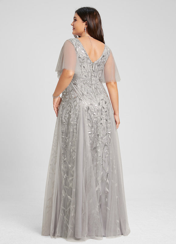 Robe Dentelle Vaporeuse Argentée - gallery 8