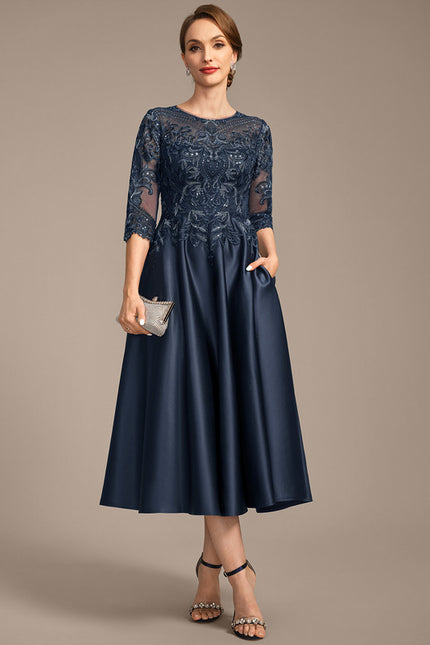 Robe Dentelle Mère Satinée Chic