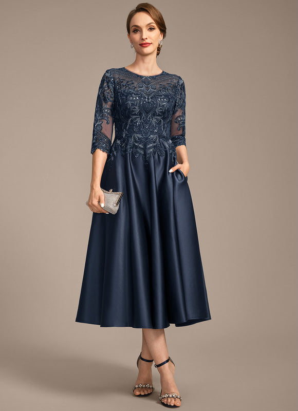 Robe Dentelle Mère Satinée Chic