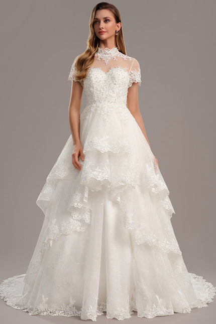 Robe Mariee Col Montant Dentelle - gallery 2