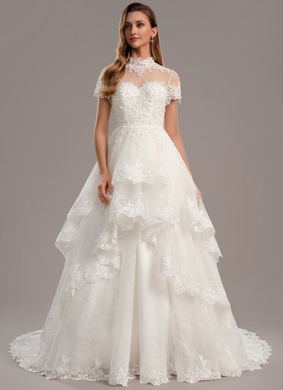 Robe Mariee Col Montant Dentelle - gallery 2