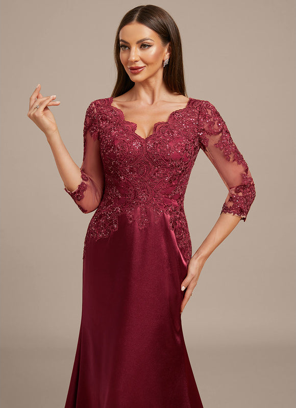 Robe Dentelle Satin Bordeaux Élégante - gallery 2