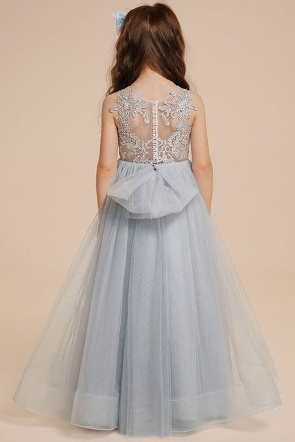 Robe Dentelle Tulle Bleu Clair - gallery 5