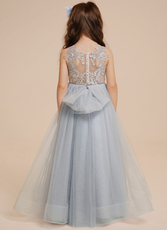 Robe Dentelle Tulle Bleu Clair - gallery 5