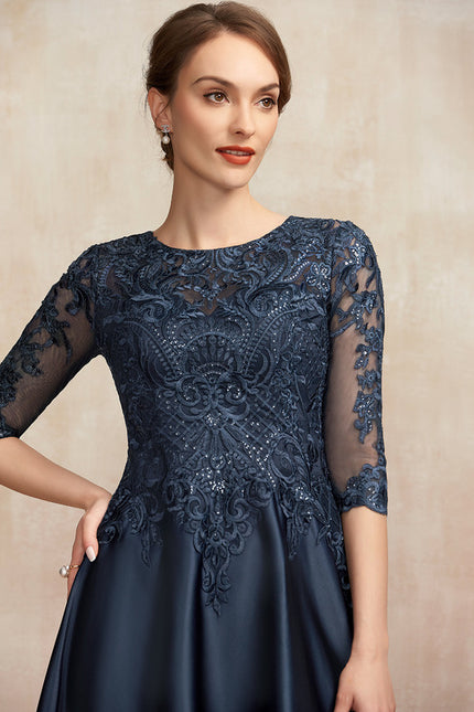Robe De Soirée Col Bateau Dentelle - gallery 1