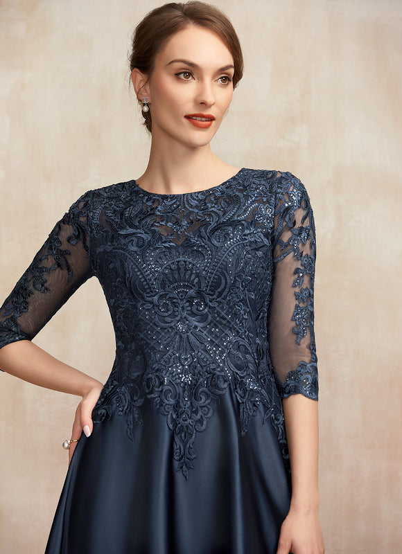 Robe De Soirée Col Bateau Dentelle - gallery 1