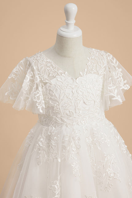 Robe De Baptême Fille En Dentelle - gallery 4