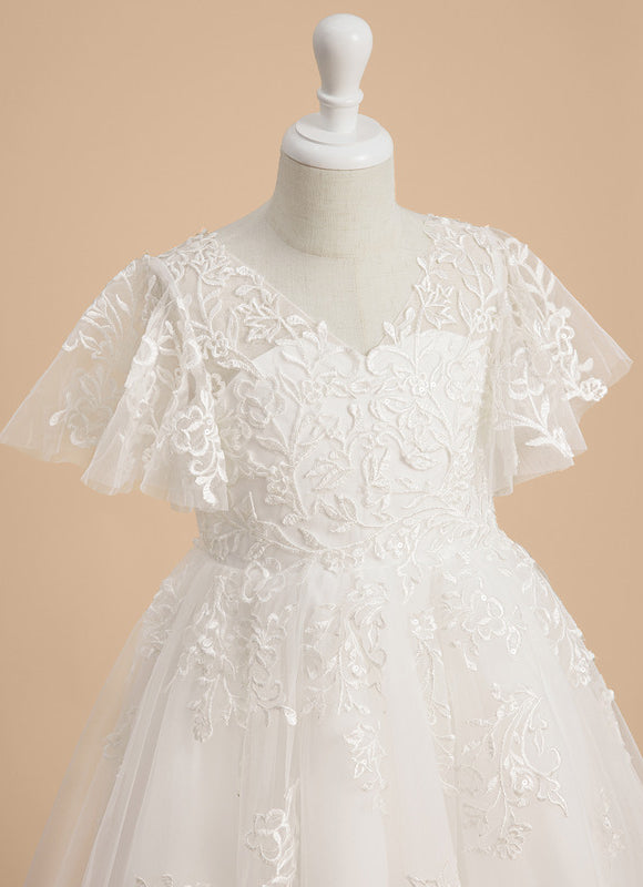 Robe De Baptême Fille En Dentelle - gallery 4